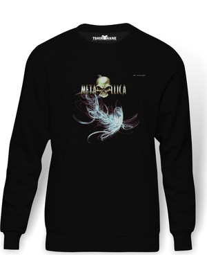 Tshirthane Metallica And Justice For All Baskılı Siyah Erkek Örme Sweatshirt Uzun Kol