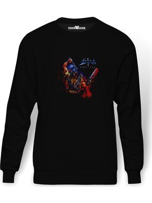 Tshirthane Sodom Code Red Baskılı Siyah Erkek Örme Sweatshirt Uzun Kol