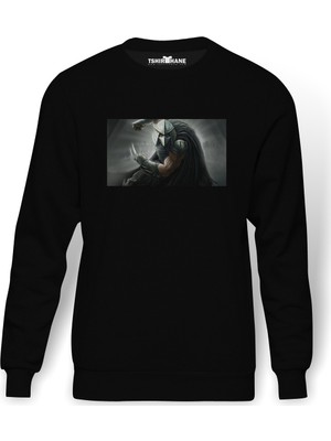 Tshirthane Teenage Mutant Ninja Turtles 2017 2 Baskılı Siyah Erkek Örme Sweatshirt Uzun Kol