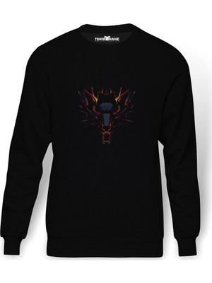 Tshirthane The Witcher Smartphone Baskılı Siyah Erkek Örme Sweatshirt Uzun Kol
