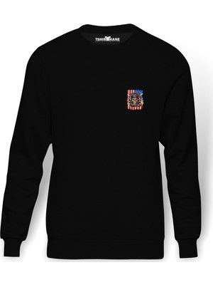 Tshirthane Guns N ROSES METAL Baskılı Siyah Erkek Örme Sweatshirt Uzun Kol