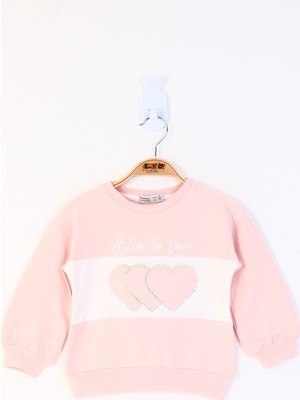 Toontoy Kız Çocuk Kalp Nakışlı Sweatshirt