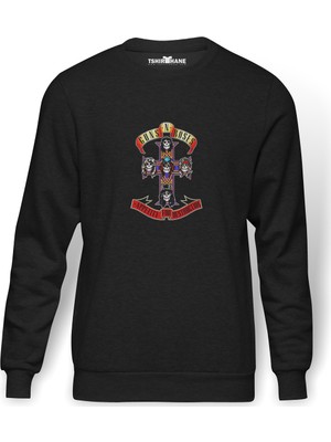 Tshirthane Guns N' Roses Appetite For Destruction Baskılı Füme Erkek Örme Sweatshirt Uzun Kol