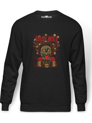 Tshirthane Guns N'roses Metal Rock Müzik Music Baskılı Füme Erkek Örme Sweatshirt Uzun Kol