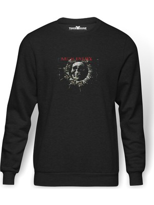 Tshirthane Panda Sepultura Baskılı Füme Erkek Örme Sweatshirt Uzun Kol