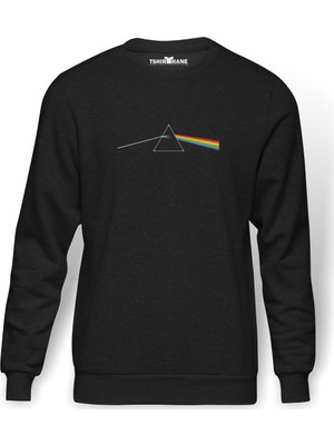 Tshirthane Pink Floyd Dark Side Of The Baskılı Füme Erkek Örme Sweatshirt Uzun Kol