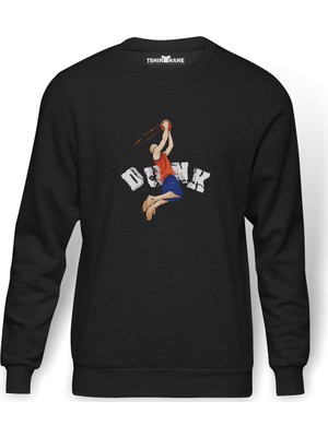 Tshirthane Basketball Slam Dunk Basketball Slam Dunk Baskılı Füme Erkek Örme Sweatshirt Uzun Kol