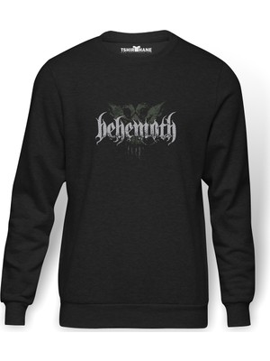 Tshirthane Behemoth Abyssus Abyssum Invocat  Baskılı Füme Erkek Örme Sweatshirt Uzun Kol