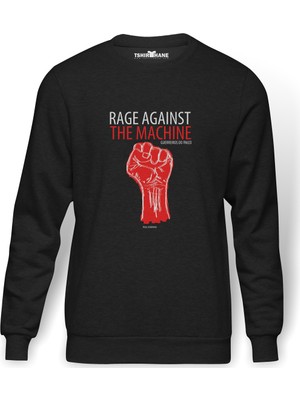 Tshirthane Rage Against The Machine Capa Rage Baskılı Füme Erkek Örme Sweatshirt Uzun Kol
