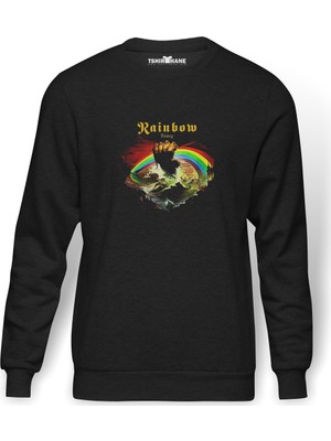 Tshirthane Rainbow Rising  Baskılı Füme Erkek Örme Sweatshirt Uzun Kol