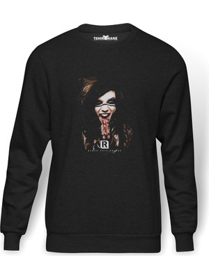 Tshirthane Black Veil Brides Edition Rock Sound Baskılı Füme Erkek Örme Sweatshirt Uzun Kol