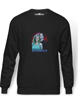 Tshirthane Riverdale Betty & Jughead Wallpaper  Baskılı Füme Erkek Örme Sweatshirt Uzun Kol
