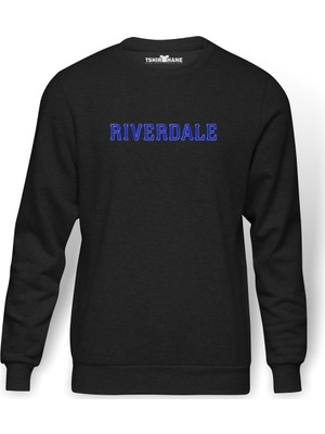 Tshirthane Riverdale Logo  Baskılı Füme Erkek Örme Sweatshirt Uzun Kol