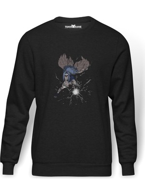 Tshirthane Sasuke Uchıha Curse Mark  Baskılı Füme Erkek Örme Sweatshirt Uzun Kol