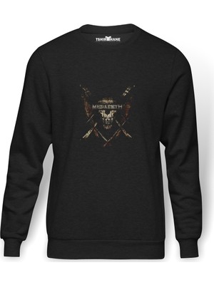 Tshirthane Megadeth Background Metal Rock Music Müzik Baskılı Füme Erkek Örme Sweatshirt Uzun Kol