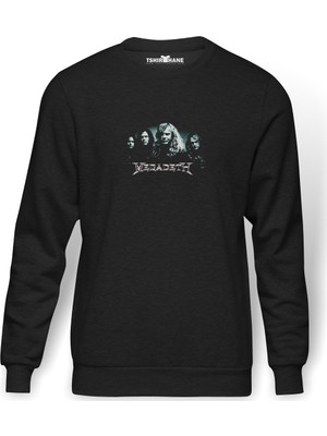 Tshirthane Megadeth Grup Metal Rock Müzik Music Baskılı Füme Erkek Örme Sweatshirt Uzun Kol