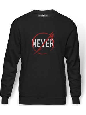 Tshirthane Metallica 2018 Never Metal Rock Music Baskılı Füme Erkek Örme Sweatshirt Uzun Kol
