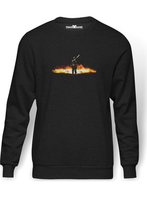 Tshirthane Dark Souls Dark Knight  Baskılı Füme Erkek Örme Sweatshirt Uzun Kol