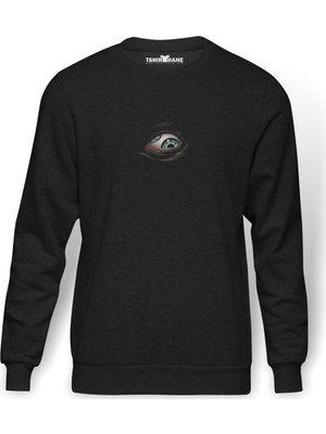 Tshirthane Tool Eyes Baskılı Füme Erkek Örme Sweatshirt Uzun Kol