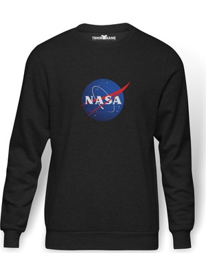 Tshirthane Vans x Nasa Baskılı Füme Erkek Örme Sweatshirt Uzun Kol