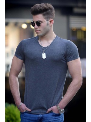 Madmext Basic Antrasit T-Shirt 4054