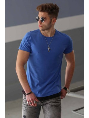 Madmext Basic Saks Erkek T-Shirt 4465
