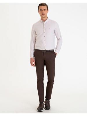 Pierre Cardin Erkek Kahverengi Slim Fit Kanvas Pantolon 50227424-VR029