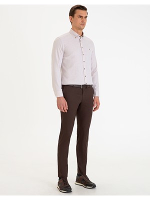 Pierre Cardin Erkek Kahverengi Slim Fit Kanvas Pantolon 50227424-VR029