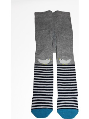 Bibaby Erkek Bebek Kuş Desenli Pamuklu Penye Külotlu Çorap