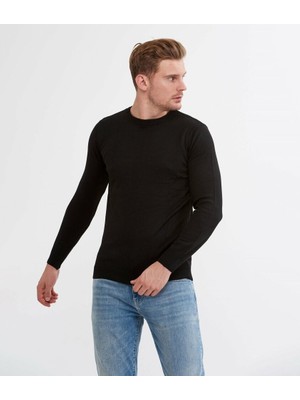 Çetinkaya Mentality Slim Fit Siyah Basic Triko