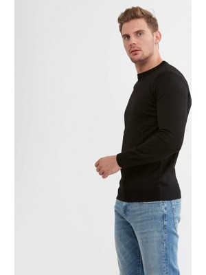 Çetinkaya Mentality Slim Fit Siyah Basic Triko