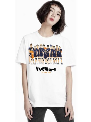 TakeTshirt Haikyuu Tişört Beyaz Unisex