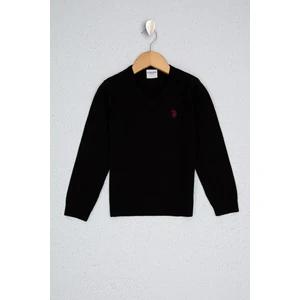 U.S. Polo Assn. Erkek Çocuk Siyah Basic Triko Kazak