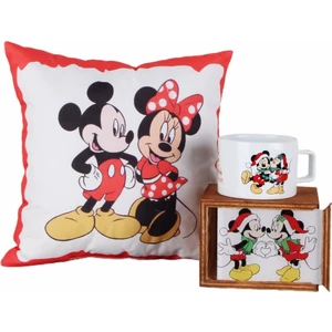 Mickey Mouse Minnie Mouse Puf Yastık Mickey Minnie Ahşap Kutulu Kupa Yılbaşı Hediyesi