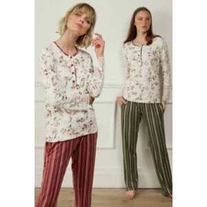 Bayan Battal Pijama 3583-BORDO