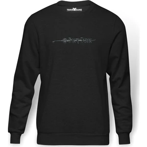 Göktürk Türk Kılıç Baskılı Füme Erkek Örme Sweatshirt Uzun Kol