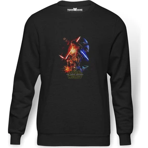 Star Wars Afiş Baskılı Füme Erkek Örme Sweatshirt Uzun Kol