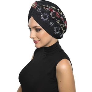 Fidan Bone Otantik Nakış Motifli Astarlı Hazır Türban Tesettür Bone