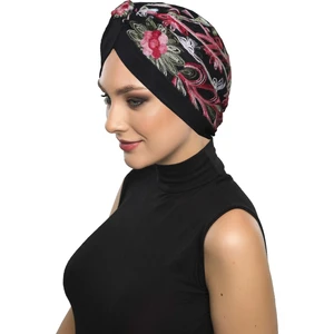 Fidan Bone Otantik Nakış Motifli Astarlı Hazır Türban Tesettür Bone