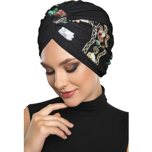 Fidan Bone Otantik Nakış Motifli Astarlı Hazır Türban Tesettür Bone