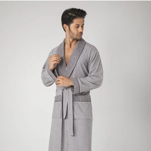 G Desen Gri Kırçıllı Bambu Cotton Erkek Sabahlık
