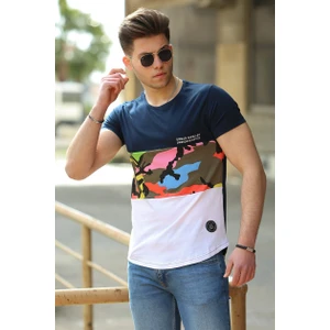 Kamuflaj Desenli Lacivert T-Shirt 3003