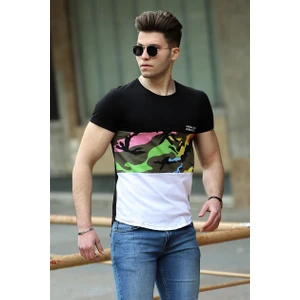 Kamuflaj Desenli Siyah T-Shirt 3003