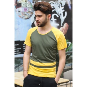 Şerit Detaylı Haki T-Shirt 3014