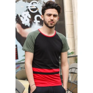 Şerit Detaylı Siyah T-Shirt 3014