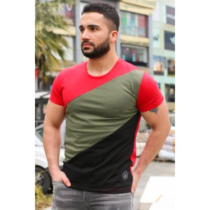 Renk Bloklu Kırmızı T-Shirt 3018