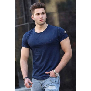 Yırtık Detaylı Lacivert T-Shirt 2883