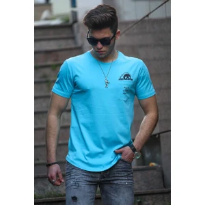 Cep Detay Mavi Erkek T-Shirt 4492