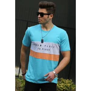 Baskılı Turkuaz Erkek T-Shirt 4499