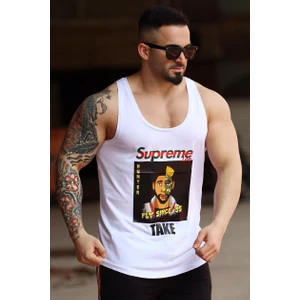 Baskılı Beyaz Erkek Atlet 2631